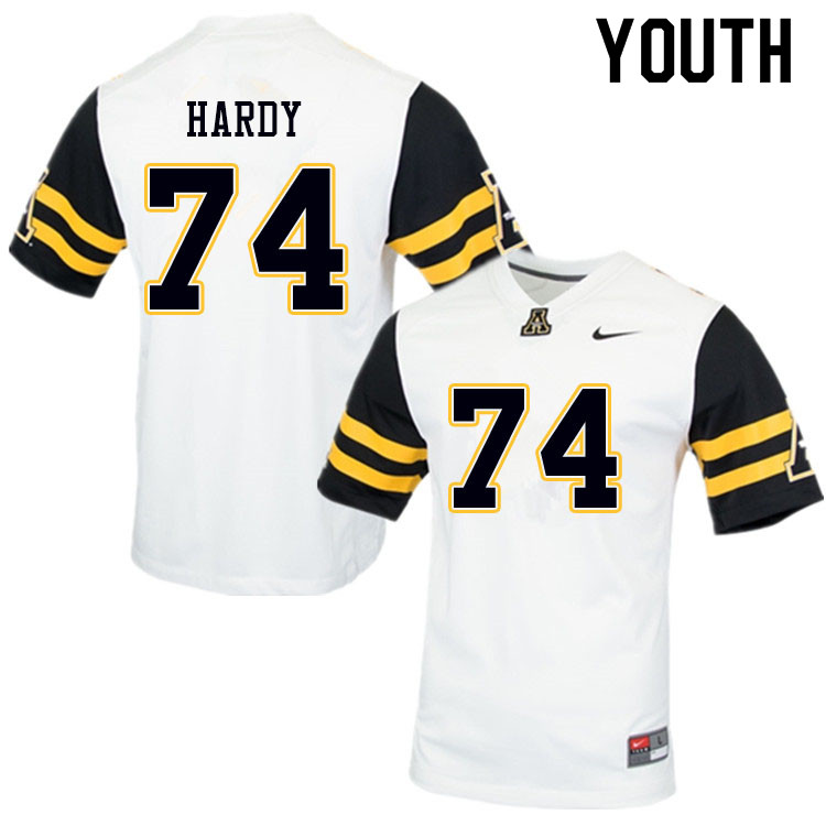 Youth #74 Anderson Hardy Appalachian State Mountaineers College Football Jerseys Sale-White - Click Image to Close